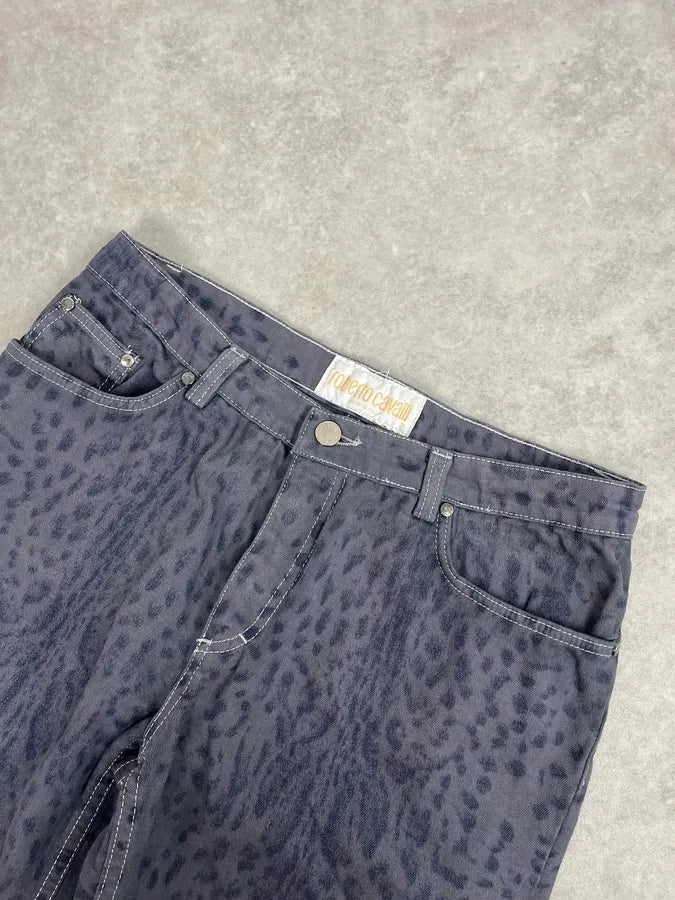 2000s Roberto Cavalli Navy Leopard Wide Pants bvlSpZN 5