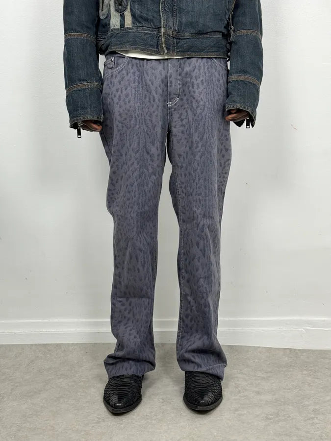 2000s Roberto Cavalli Navy Leopard Wide Pants bvlSpZN 1