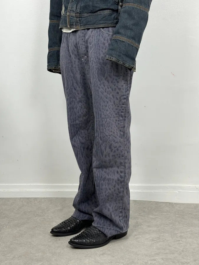 2000s Roberto Cavalli Navy Leopard Wide Pants bvlSpZN 2