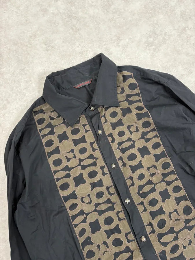 2000s Roberto Cavalli Black Mafia Khaki Shirt qmyGMoN 4
