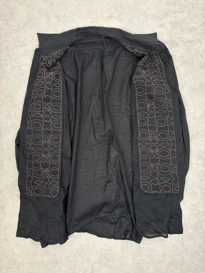 2000s Roberto Cavalli Black Mafia Khaki Shirt qmyGMoN 6