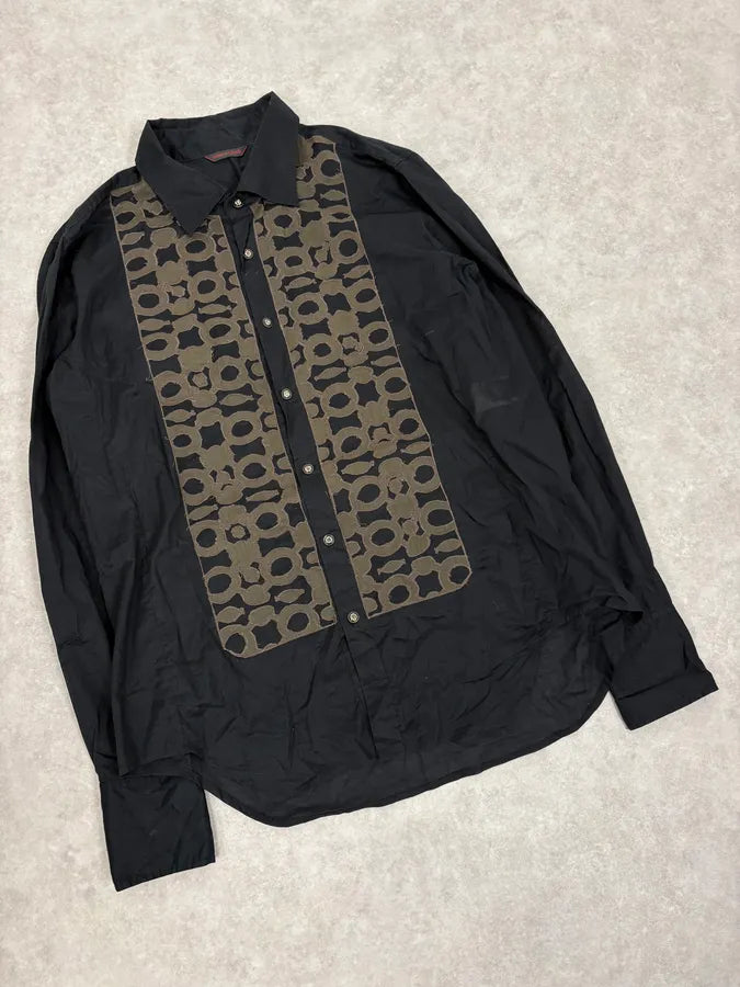 2000s Roberto Cavalli Black Mafia Khaki Shirt qmyGMoN 3
