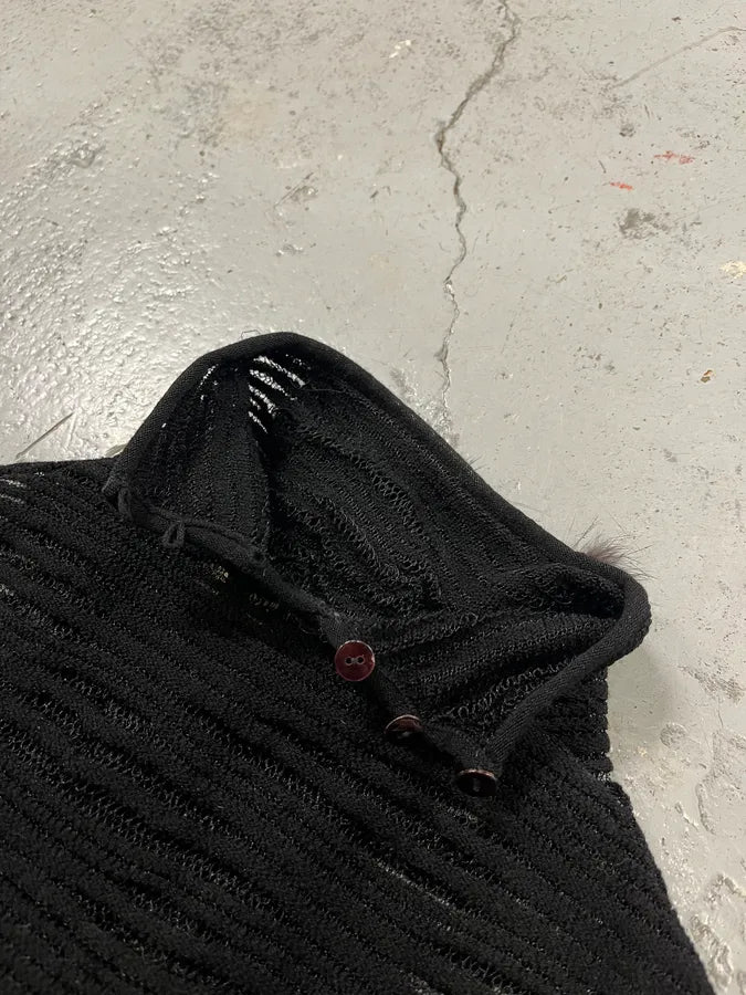 2000s Roberto Cavalli Black Mesh Pleats Fur Tank Top ISRdsxw 6