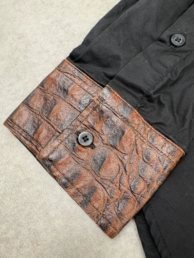 AW2005 Cavalli Black Crocodile Effect Avant-Garde Shirt  alweiSX 7