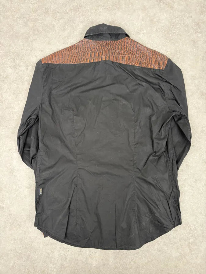 AW2005 Cavalli Black Crocodile Effect Avant-Garde Shirt  alweiSX 5