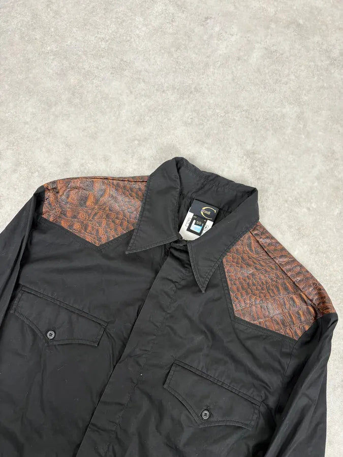AW2005 Cavalli Black Crocodile Effect Avant-Garde Shirt  alweiSX 3
