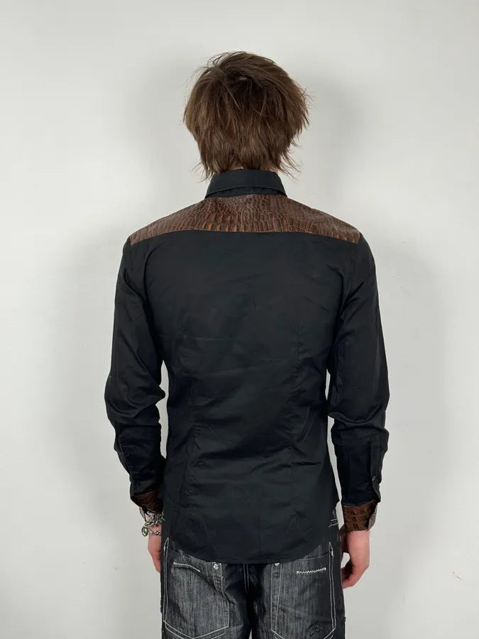 AW2005 Cavalli Black Crocodile Effect Avant-Garde Shirt  alweiSX 2