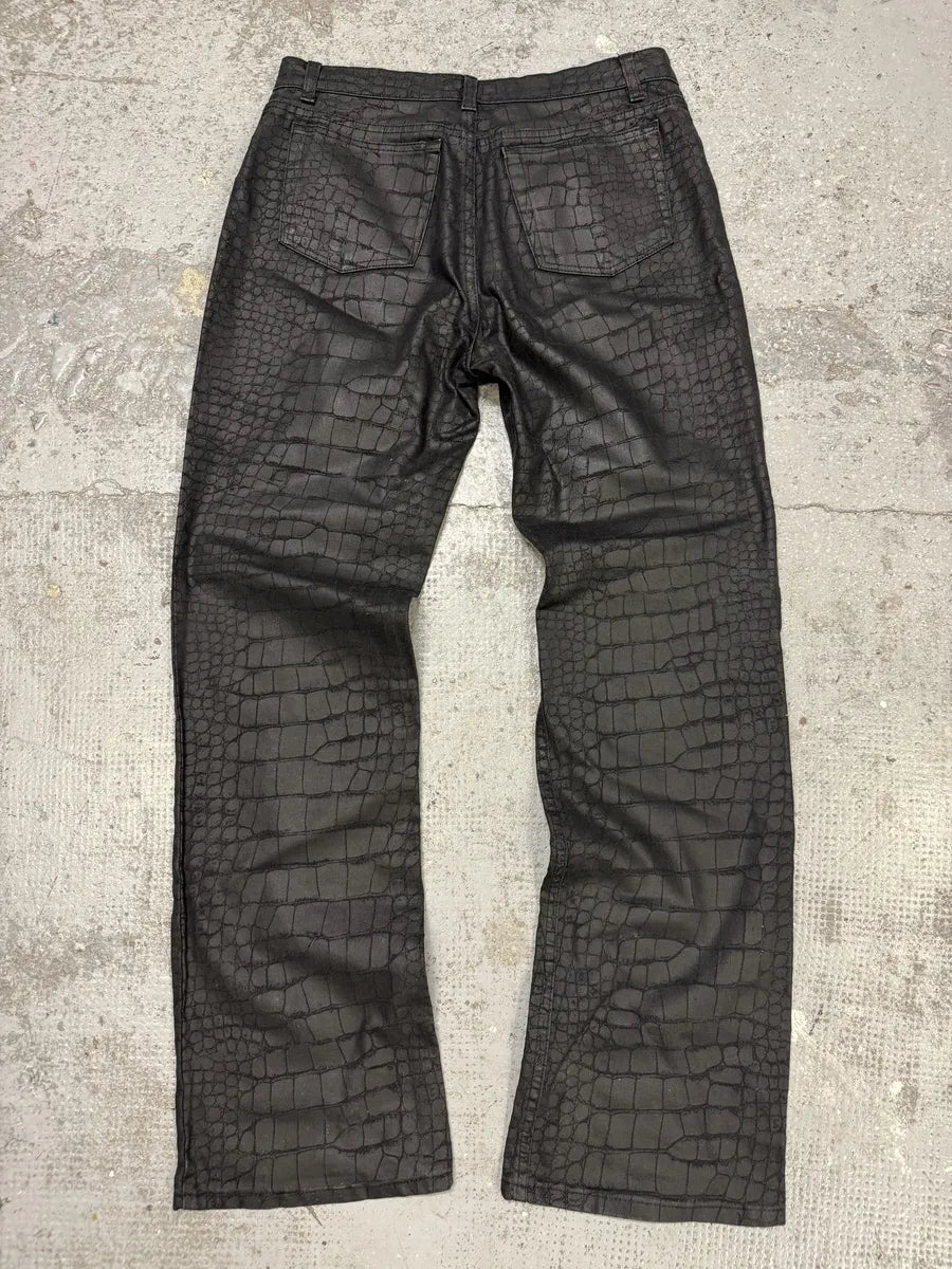 2000s Roberto Cavalli Black Obscure Crocodile Effect Pants qQBvDfA 1