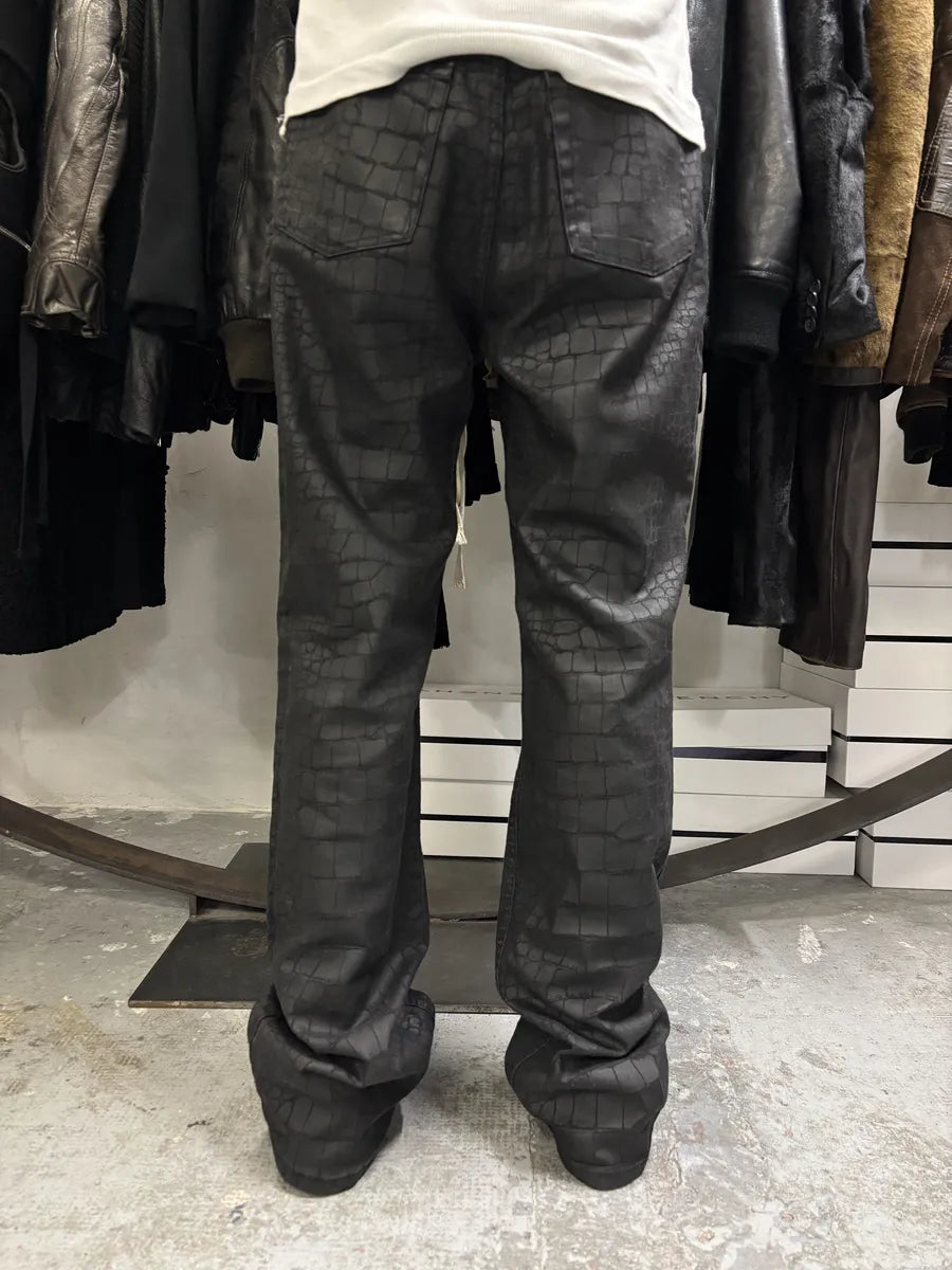 2000s Roberto Cavalli Black Obscure Crocodile Effect Pants qQBvDfA 4