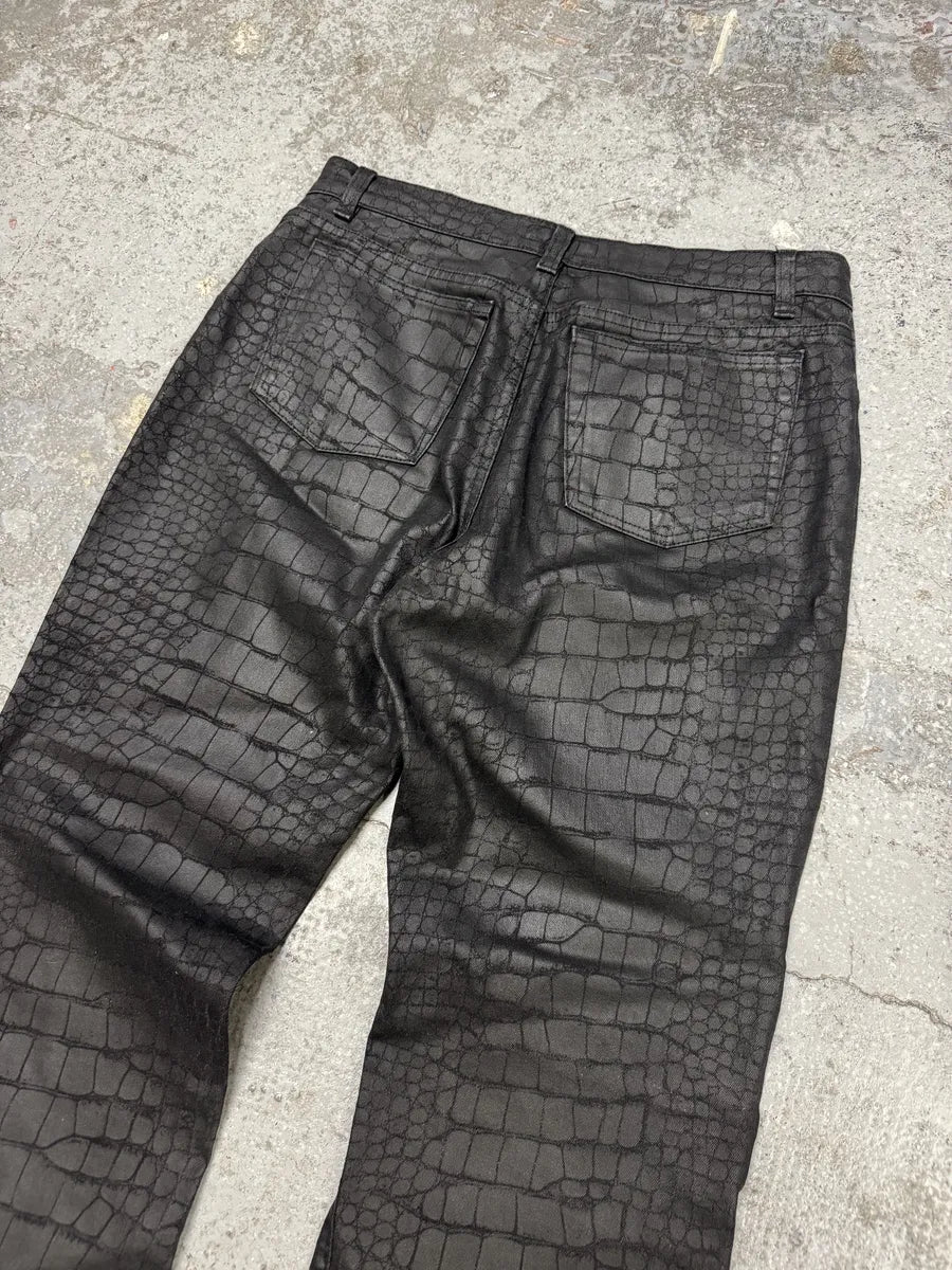 2000s Roberto Cavalli Black Obscure Crocodile Effect Pants qQBvDfA 5