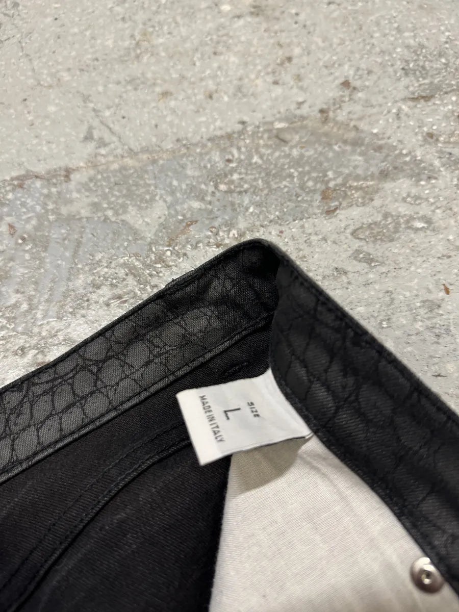 2000s Roberto Cavalli Black Obscure Crocodile Effect Pants qQBvDfA 7