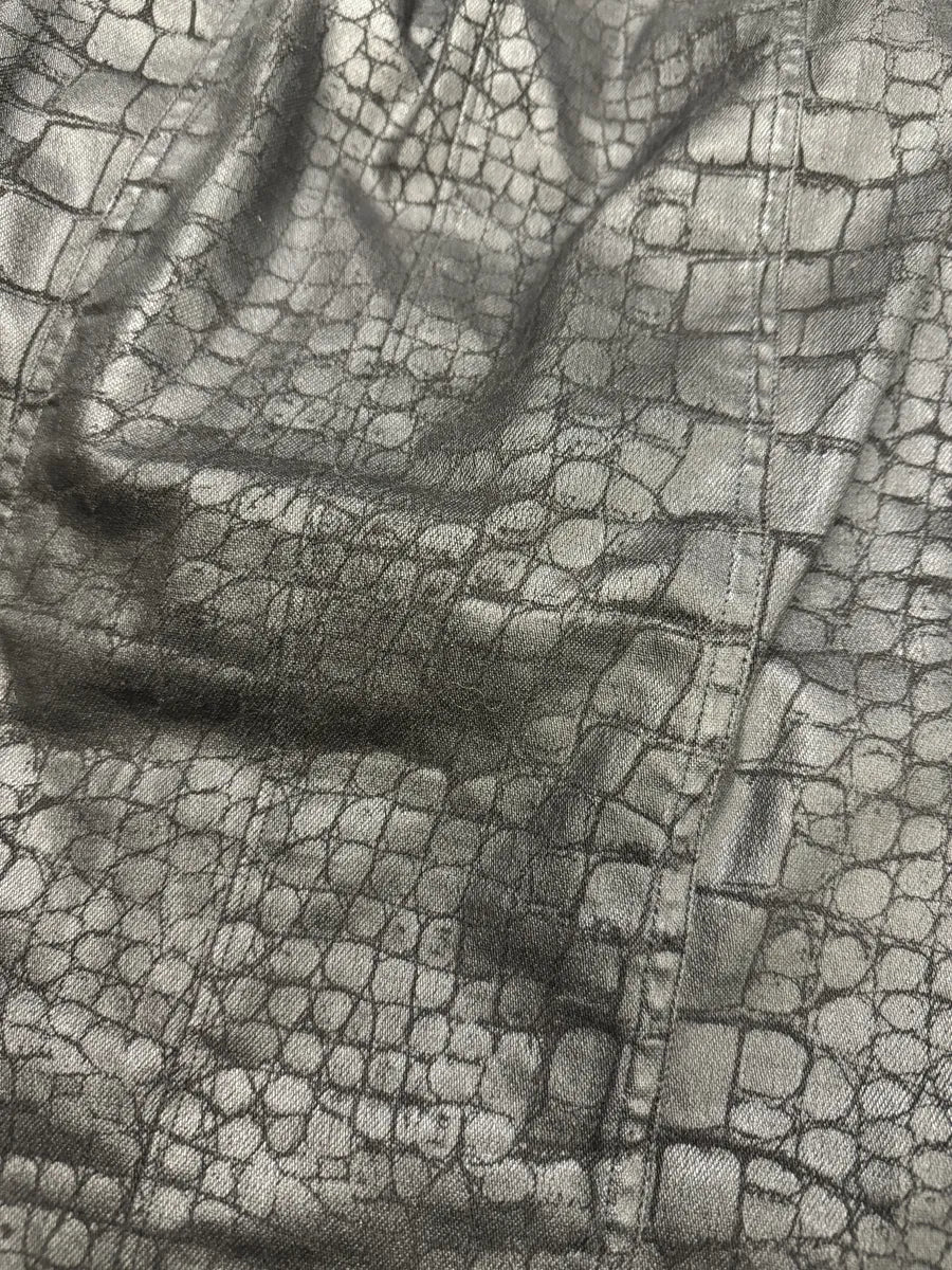 2000s Roberto Cavalli Black Obscure Crocodile Effect Skirt (L) IvfFanL 5