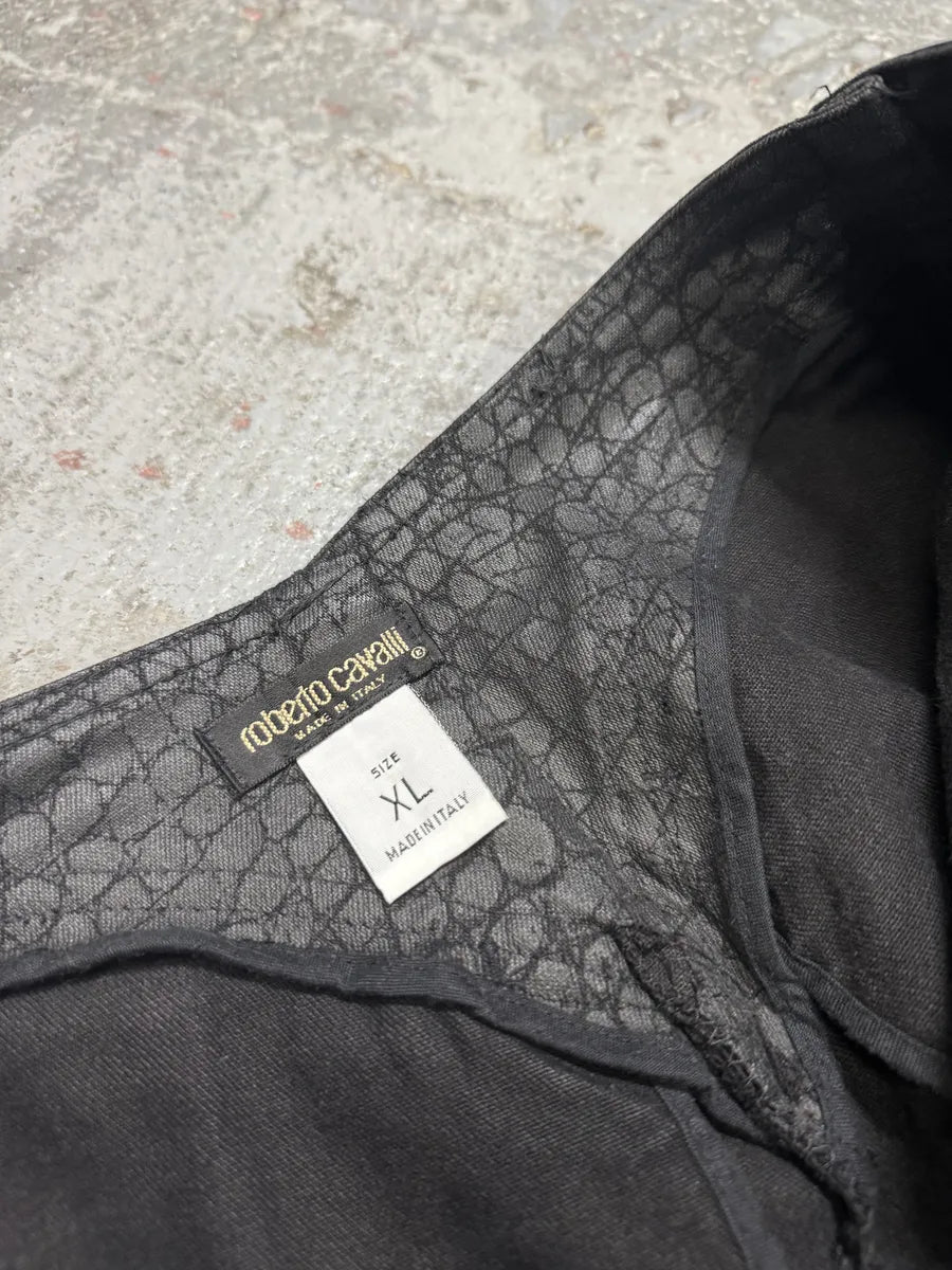 2000s Roberto Cavalli Black Obscure Crocodile Effect Skirt (L) IvfFanL 7