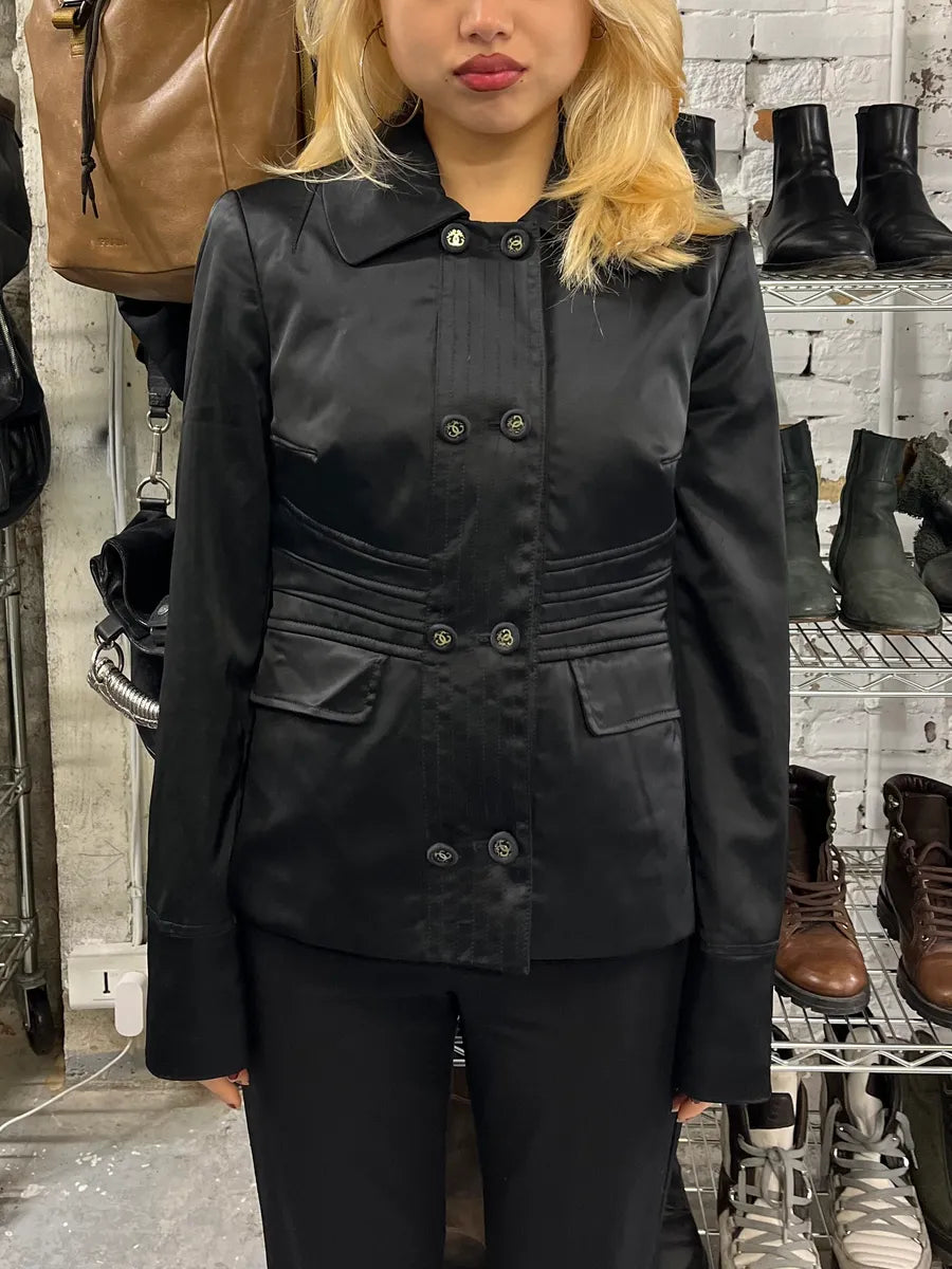 2000s Roberto Cavalli Black Officier Buttoned Jacket wdhoxDv 1