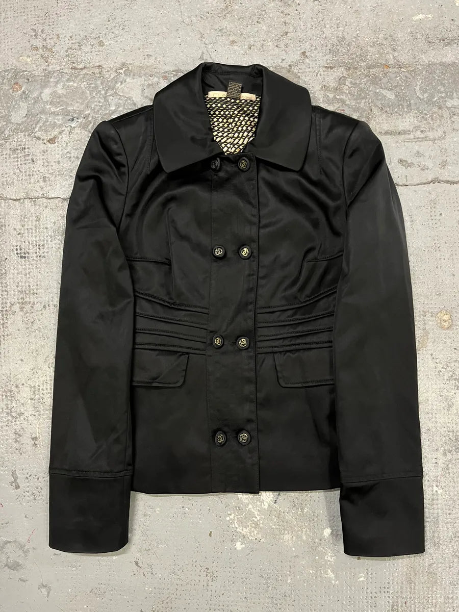 2000s Roberto Cavalli Black Officier Buttoned Jacket wdhoxDv 8