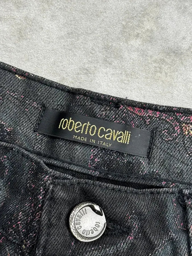 2000s Roberto Cavalli Black Paisley Jeans qzVxJwk 10