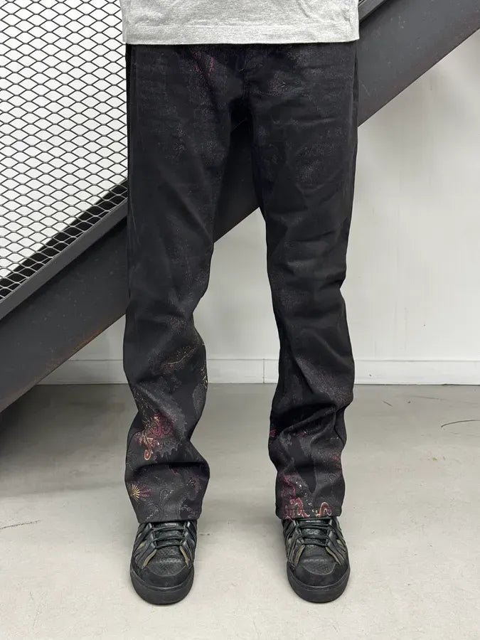 2000s Roberto Cavalli Black Paisley Jeans qzVxJwk 2