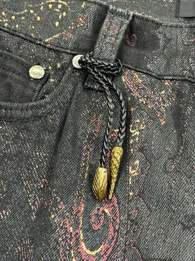 2000s Roberto Cavalli Black Paisley Jeans qzVxJwk 7