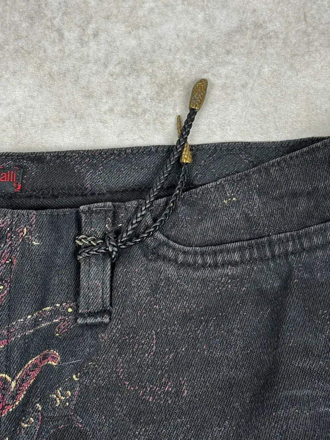 2000s Roberto Cavalli Black & Gold Paisley Pattern Jeans OpUikwz 8