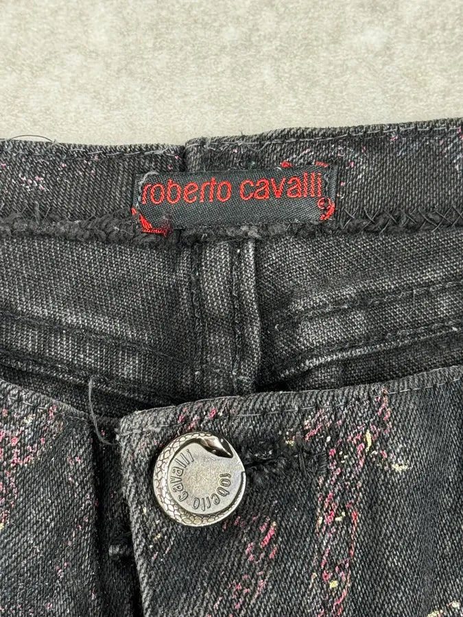 2000s Roberto Cavalli Black & Gold Paisley Pattern Jeans OpUikwz 10