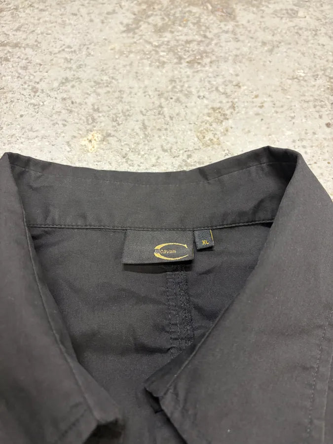 2000s Cavalli Black Pleats Shirt KjVfbmJ 5