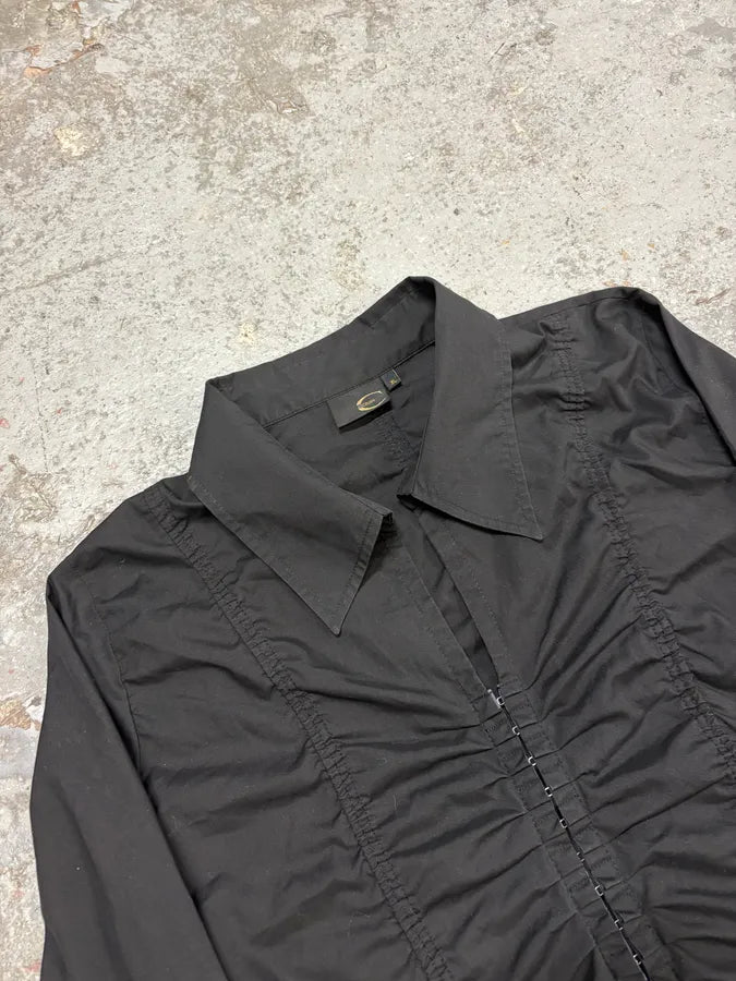 2000s Cavalli Black Pleats Shirt KjVfbmJ 3