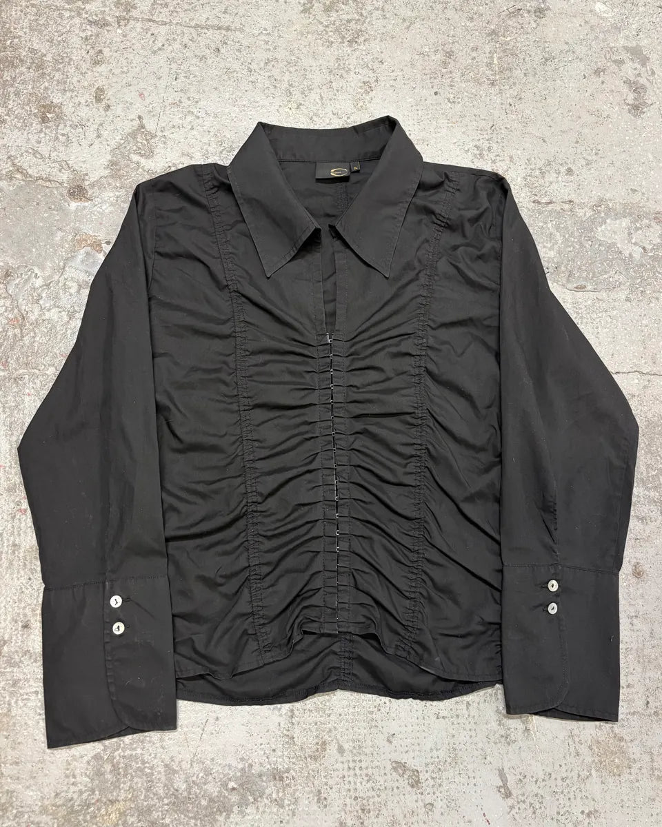 2000s Cavalli Black Pleats Shirt KjVfbmJ 0