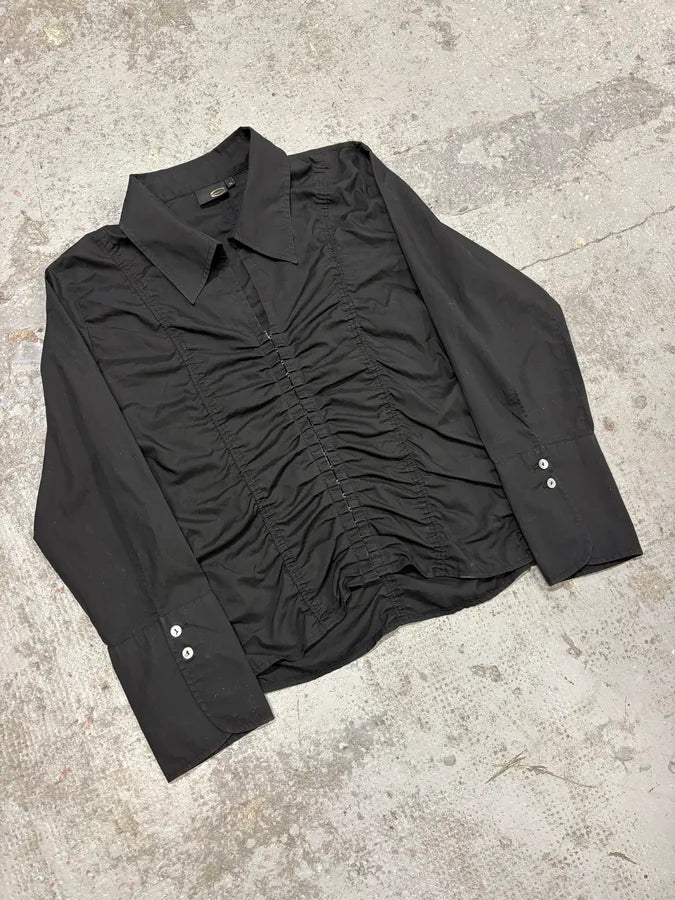 2000s Cavalli Black Pleats Shirt KjVfbmJ 1