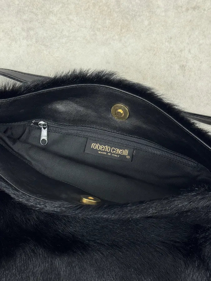 2000s Roberto Cavalli Black Pony Hair Fur Leather Handle Bag qDnoAMl 5