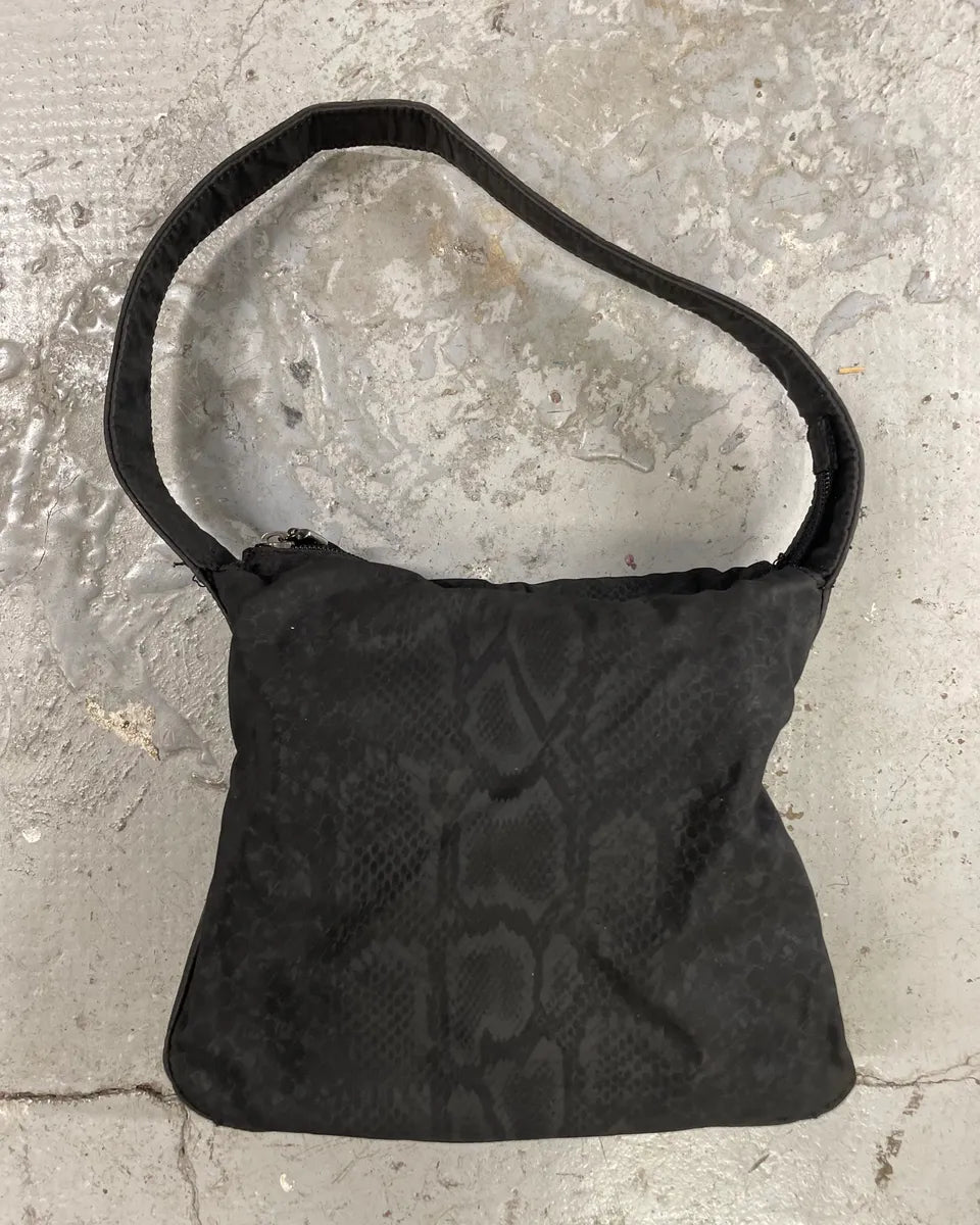 2000s Roberto Cavalli Black Python Print Handle Bag (OS) 0