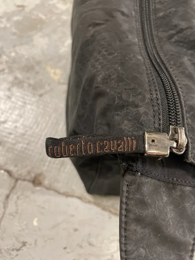 2000s Roberto Cavalli Black Python Print Handle Bag (OS) 4