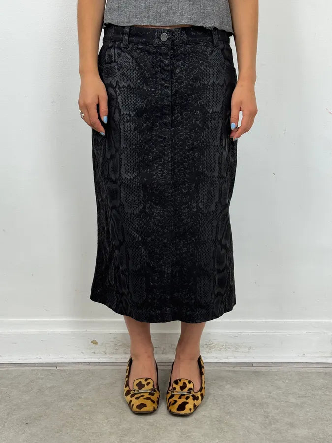 2000s Roberto Cavalli Black Python Print Skirt ZDMwDaO 2