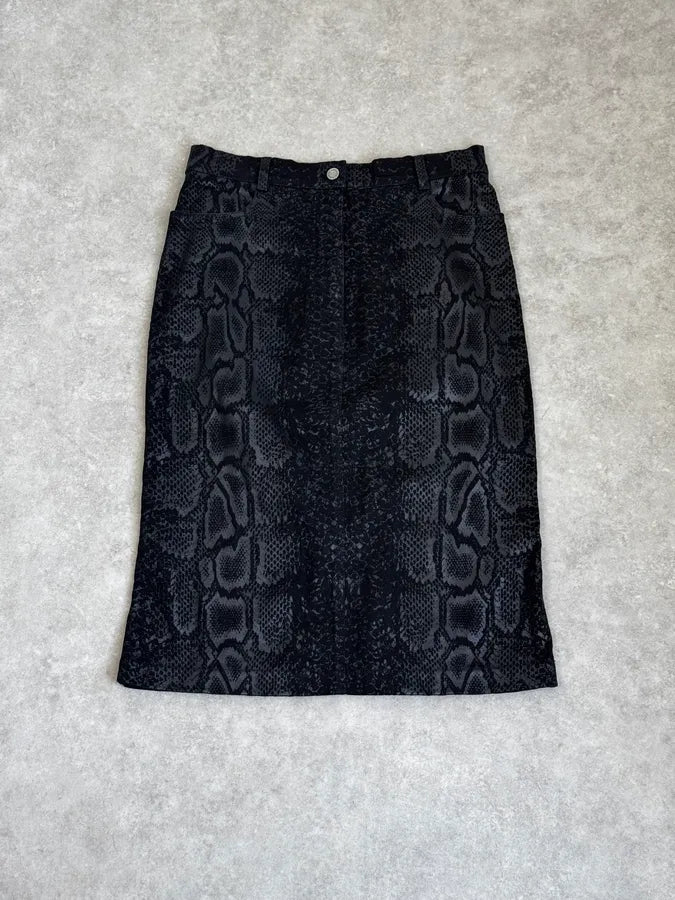 2000s Roberto Cavalli Black Python Print Skirt ZDMwDaO 3