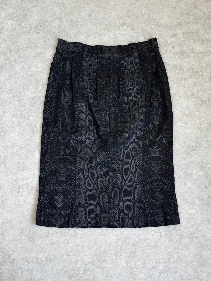 2000s Roberto Cavalli Black Python Print Skirt ZDMwDaO 4