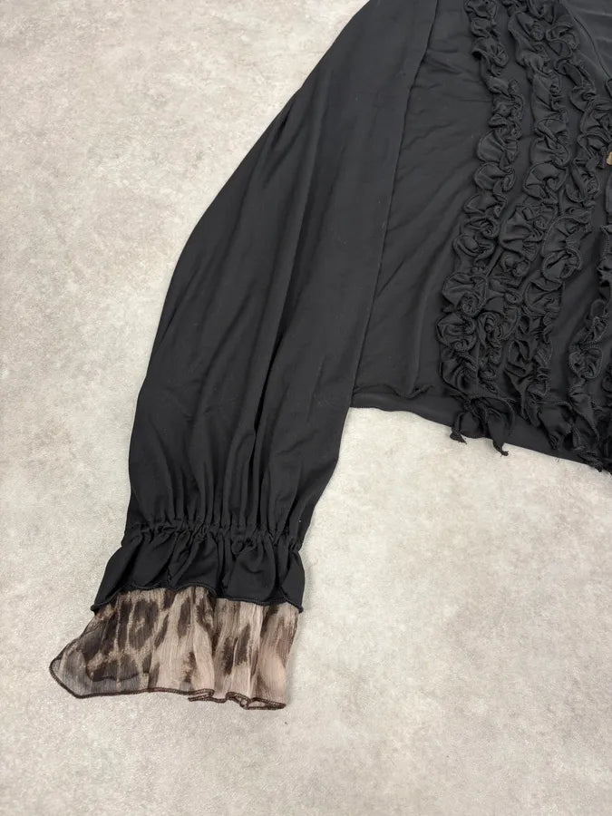 2000s Roberto Cavalli Black Ruched Cuff Wrapped Blouse ADypjAW 6