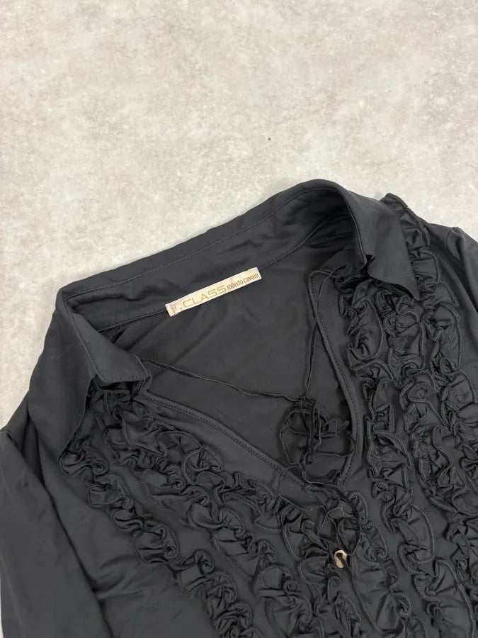 2000s Roberto Cavalli Black Ruched Cuff Wrapped Blouse ADypjAW 4