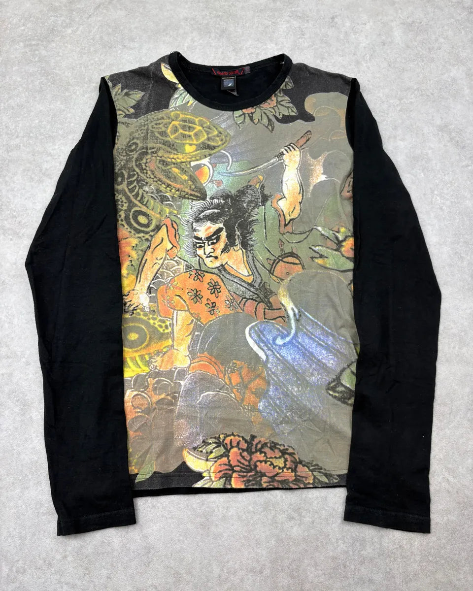2000s Roberto Cavalli Black Samurai Longsleeve T-Shirt  FAFPdtX 0