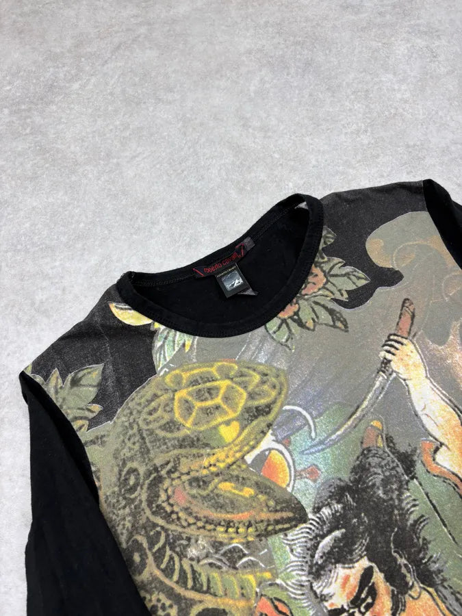 2000s Roberto Cavalli Black Samurai Longsleeve T-Shirt  FAFPdtX 4