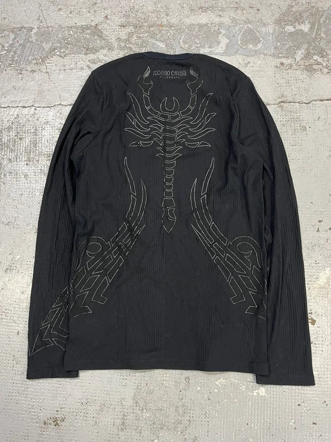 2000s Roberto Cavalli Black Scorpio Longsleeves JvzHRKr 0