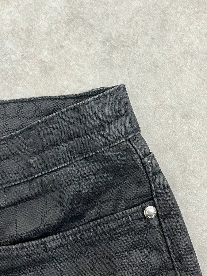 2000s Roberto Cavalli Black Waxed Crocodile Effect Pants YCsLggJ 9