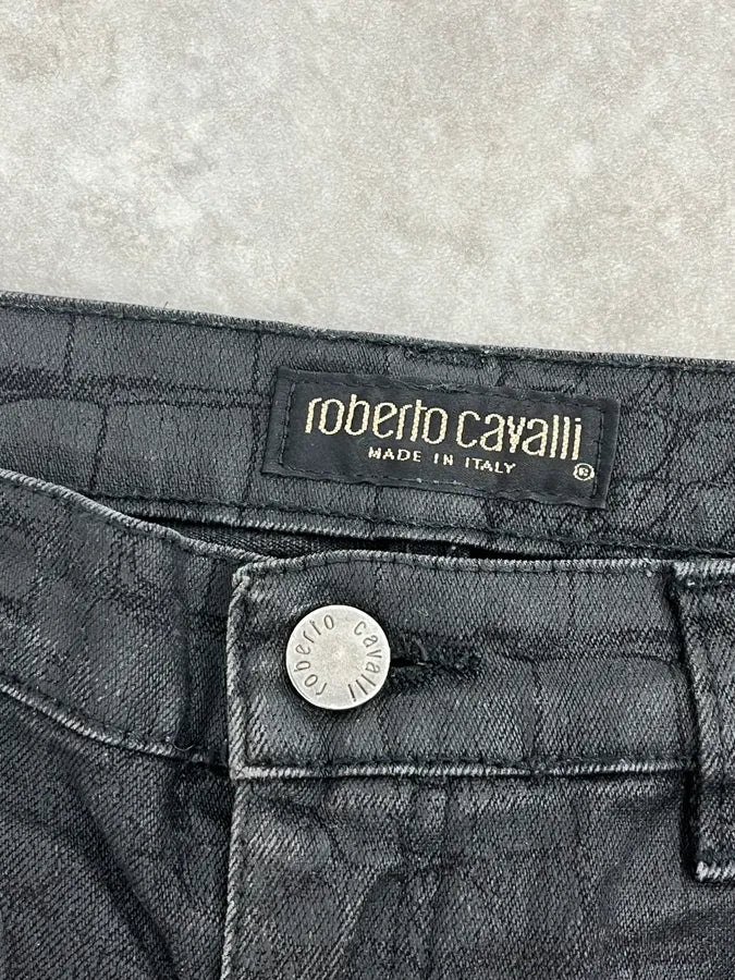 2000s Roberto Cavalli Black Waxed Crocodile Effect Pants YCsLggJ 8