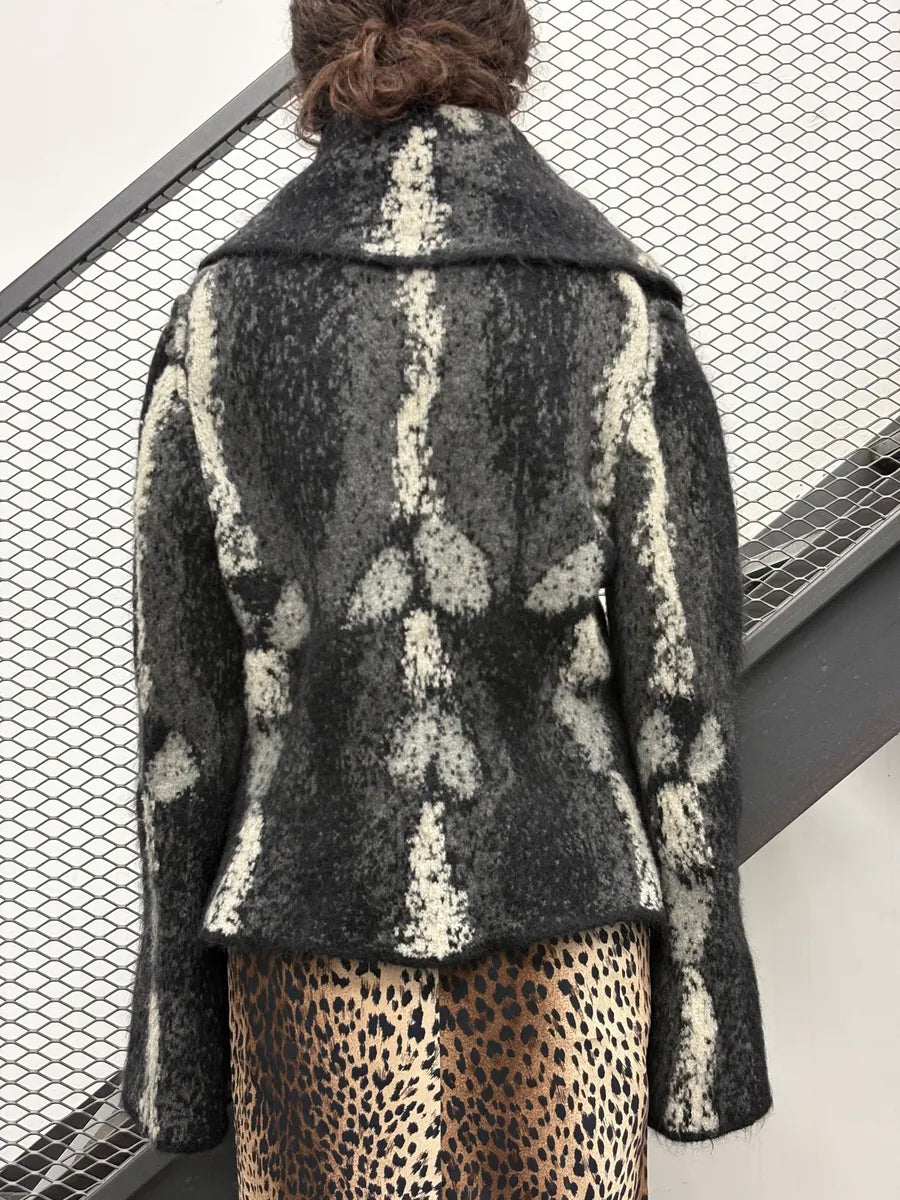 2000s Roberto Cavalli Black & White Wool Cardigan Jacket ZbGvSub 2