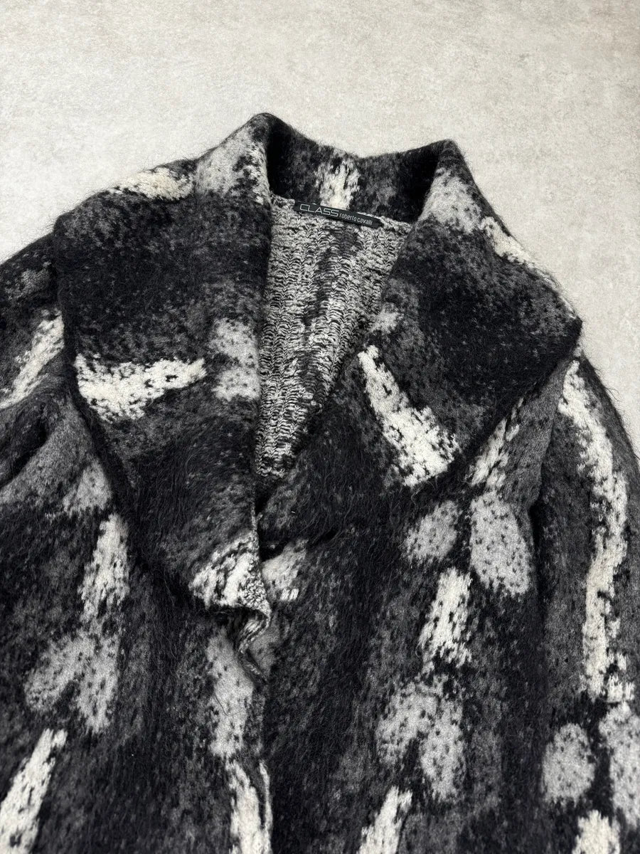 2000s Roberto Cavalli Black & White Wool Cardigan Jacket ZbGvSub 5