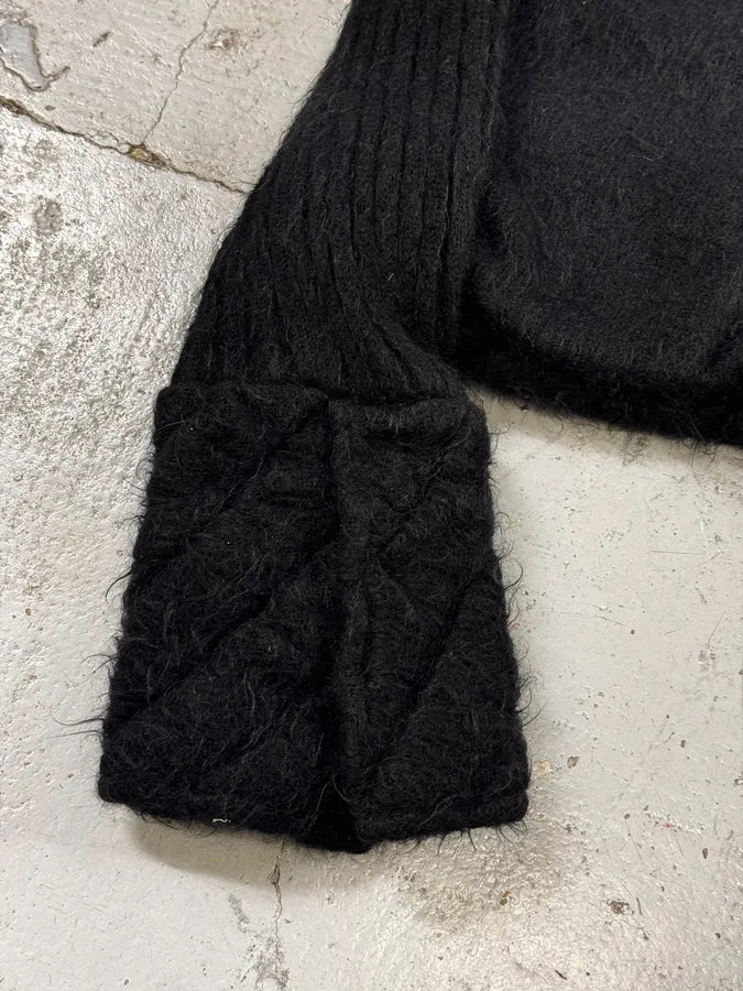 2000s Roberto Cavalli Black Wool Quilted Fox Fur Collar Cardigan bpiUmHJ 7