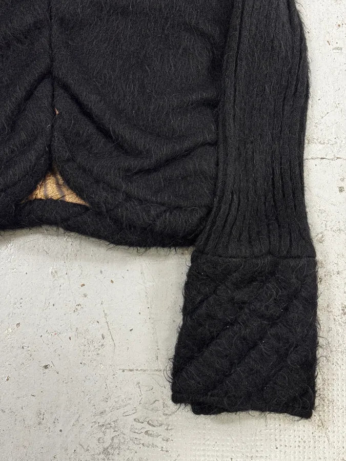 2000s Roberto Cavalli Black Wool Quilted Fox Fur Collar Cardigan bpiUmHJ 8