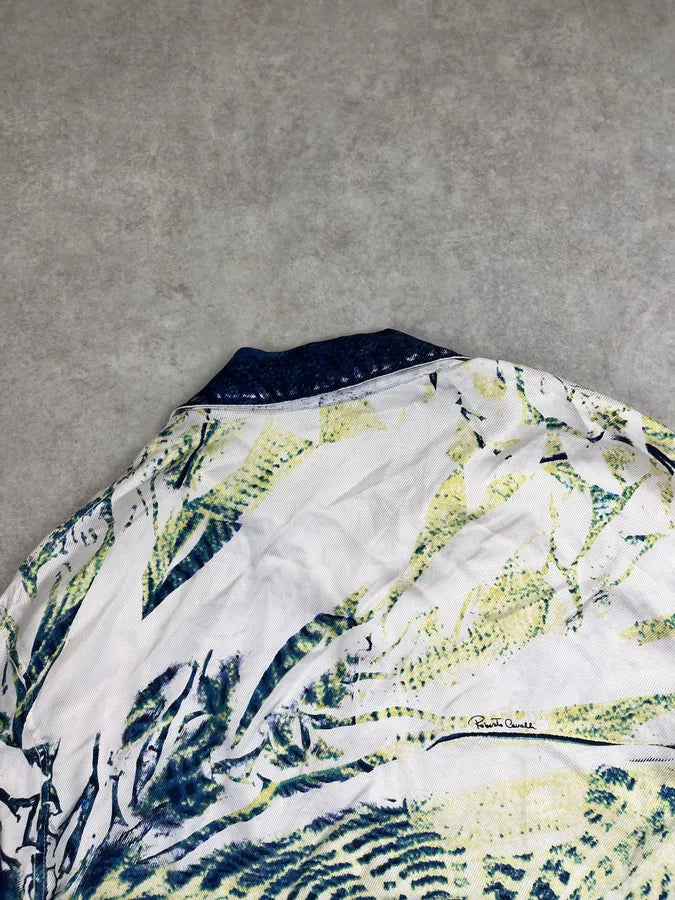 2000s Roberto Cavalli Blue & Green Psychotic Vicious Circle Shirt zwmsOQQ 6