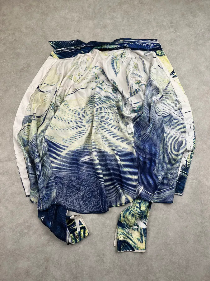 2000s Roberto Cavalli Blue & Green Psychotic Vicious Circle Shirt zwmsOQQ 7
