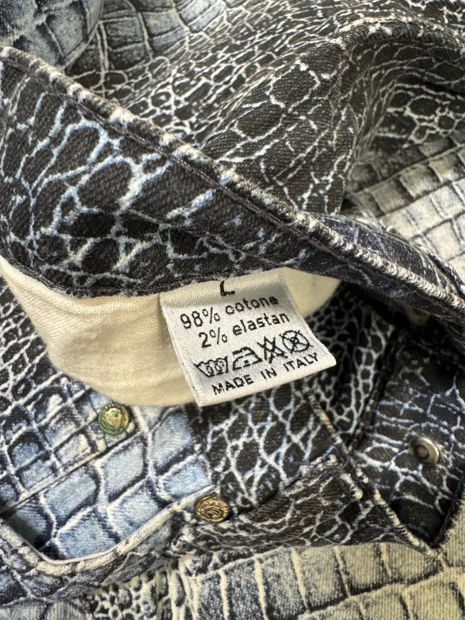 2000s Roberto Cavalli Blue Crocodile Effect Pants GdXRCMK 9