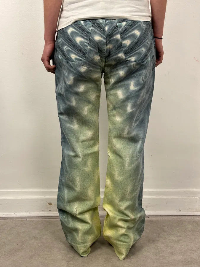 SS2001 Roberto Cavalli Blue Denim Glitter Gradient Jeans tcTlpzh 3