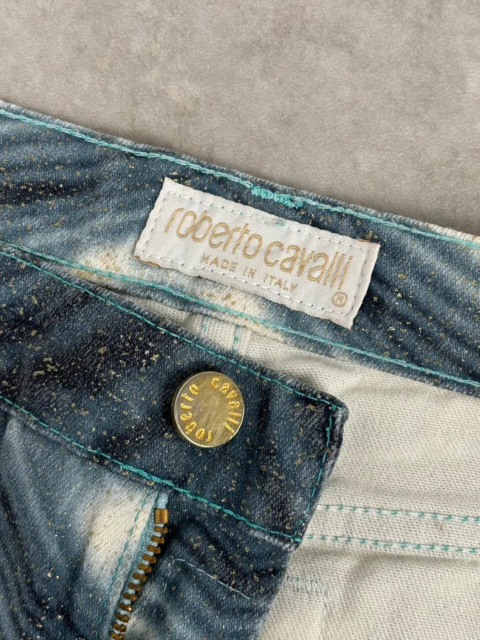 SS2001 Roberto Cavalli Blue Denim Glitter Gradient Jeans tcTlpzh 10